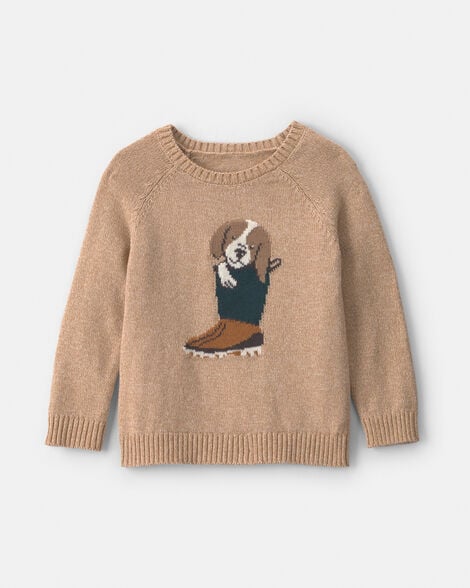 toddler boy dog sweater - brown
