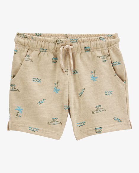 Product image 1 of Baby Beach Print Pull-On French Terry Shorts - Khaki