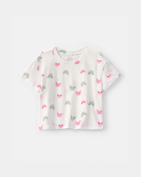 toddler girl butterfly relaxed top - ivory