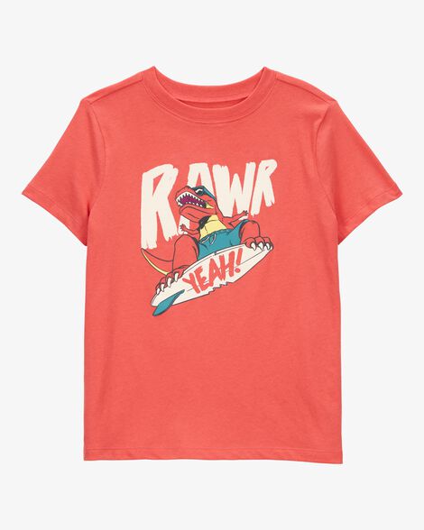  Product image 1 of Boys Dinosaur Skateboard Graphic Tee - Orange