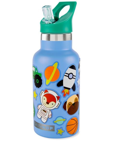  Product image 2 of Stainless Steel Canteen Bottle With Stickers - Blue