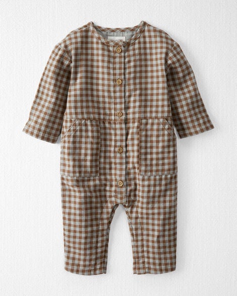  Product image 1 of Baby Organic Cotton Gauze Button-Front Jumpsuit in Gingham