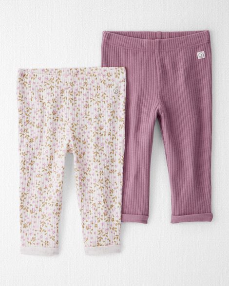 Baby Girl 2-Pack Organic Cotton Rib Leggings