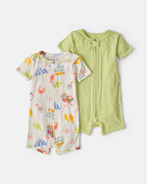 baby 2-pack beach purelysoft™ 1-piece pajama - green/ivory