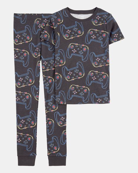 boys 2-piece video game 100% snug fit cotton pajamas - black