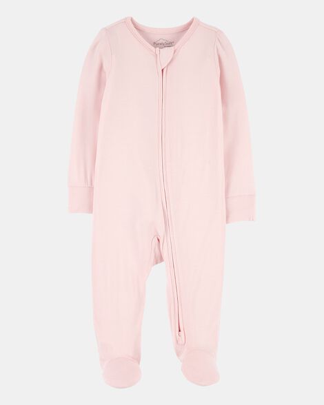 Solid Pink Footed Pajamas