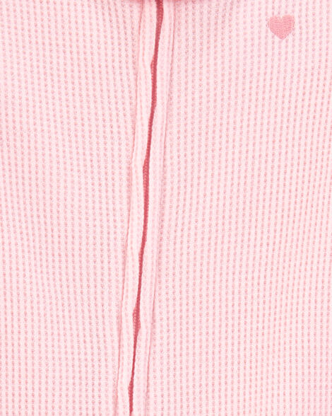 Product image 2 of Baby Girl Heart Waffle Knit Footie 1-Piece Pajamas - Pink