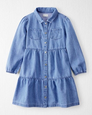 Kid Striped Button-Down Long-Sleeve Shirt Dress - Blue/White