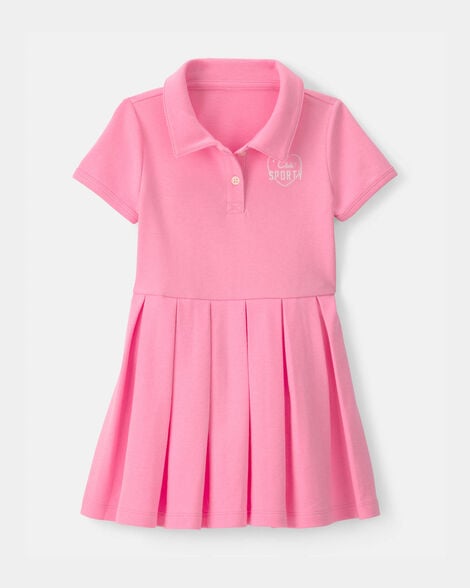 toddler girl pleated tennis dress - pink