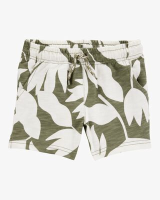 Product image 1 of Toddler Tropical Print Pull-On French Terry Shorts - Green/White