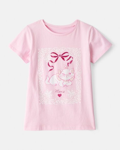 girls marie cat short-sleeve graphic tee - pink