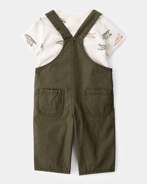 Product image 2 of Baby 2-Piece Team Champ Tee & Overall Set - Ivory/Olive