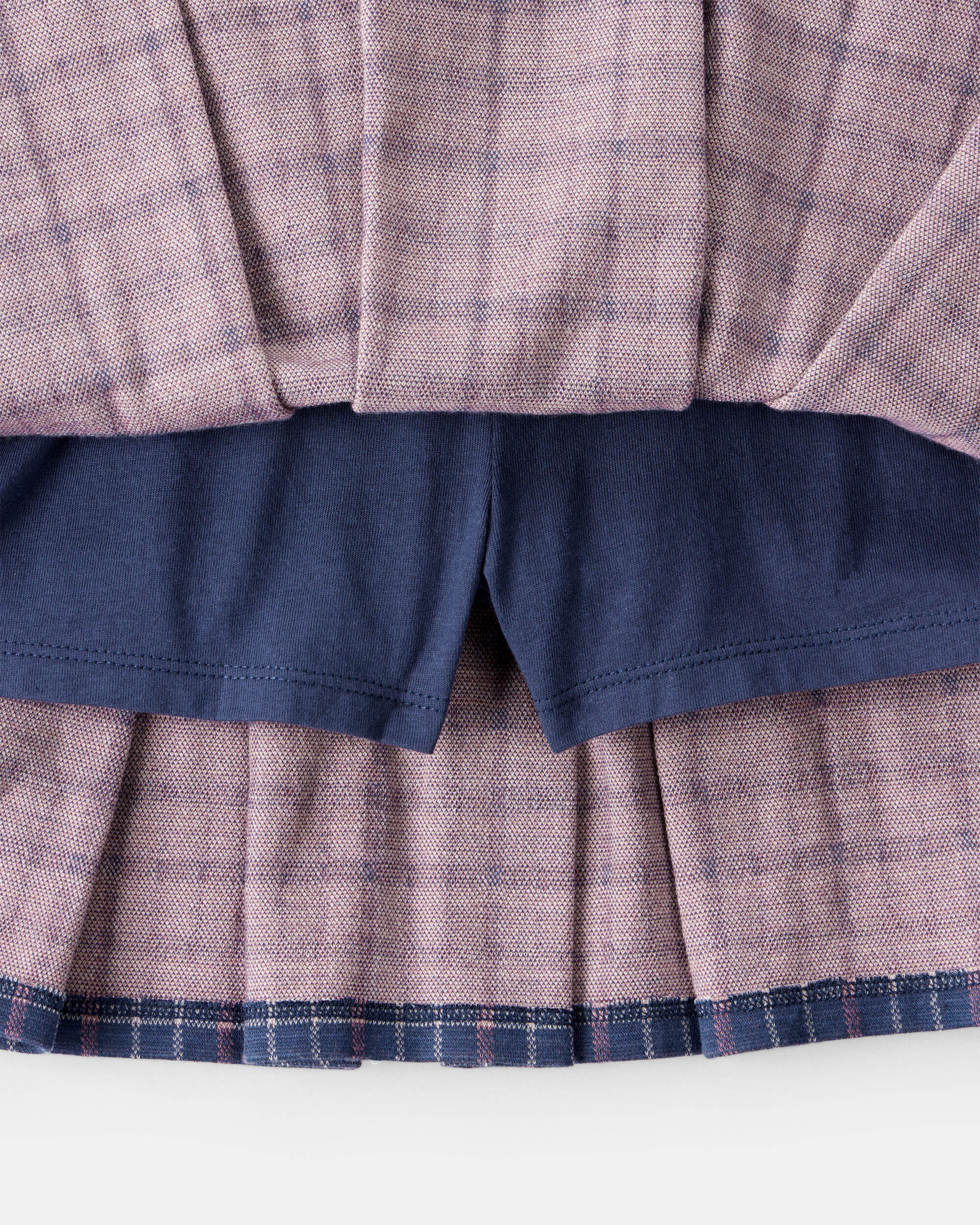 Girls Plaid Pleated Pull-On Skort - Navy