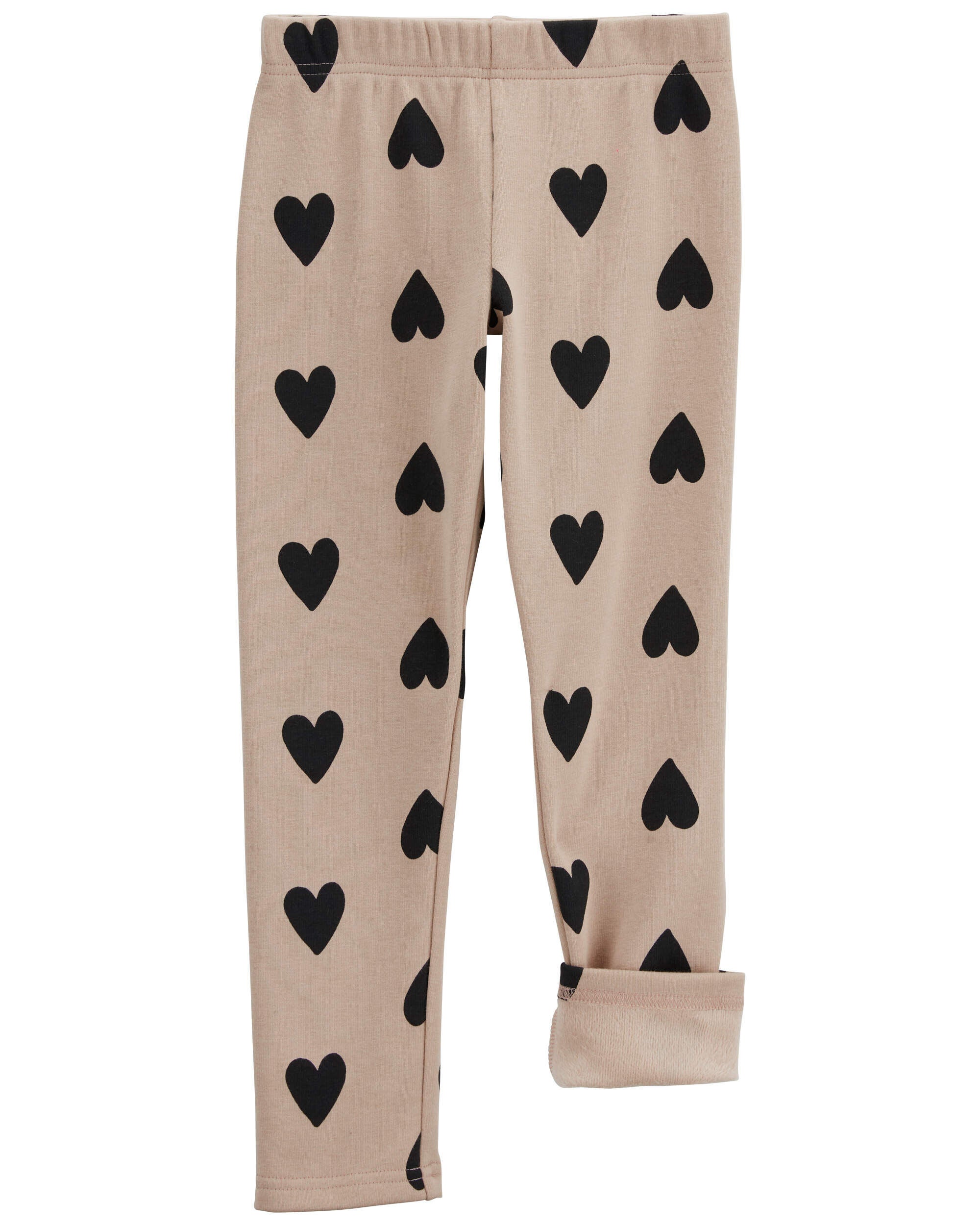 Carter s Kid Girls Heart Cozy Fleece Leggings 6 6X Brown