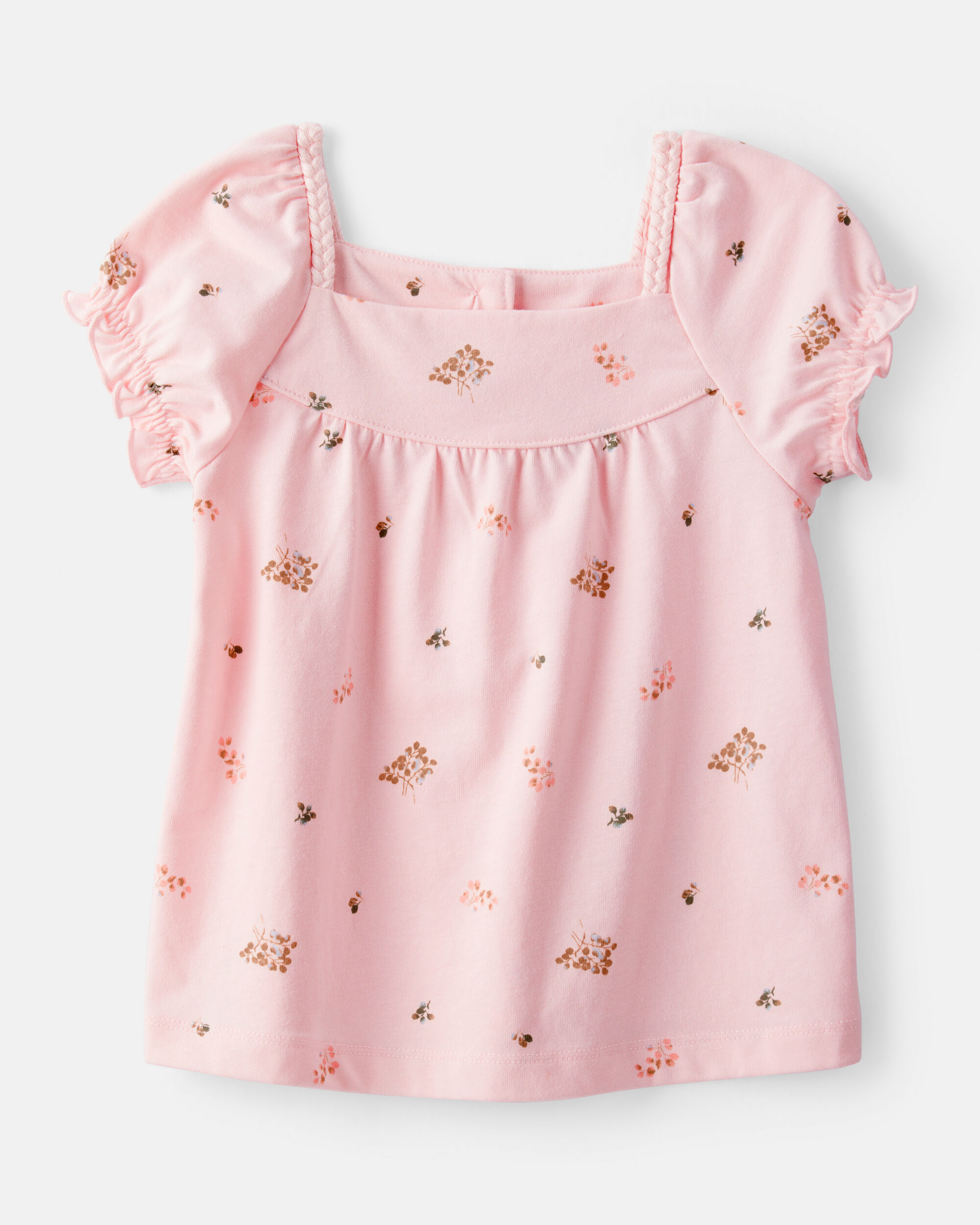 Toddler Girl 2-Piece Floral Short-Sleeve Top & Cotton Skirt Set - Pink/Brown