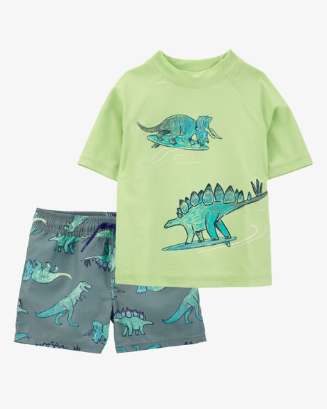 Product image 1 of Toddler 2-Piece Dinosaur Rashguard & Swim Trunk Set