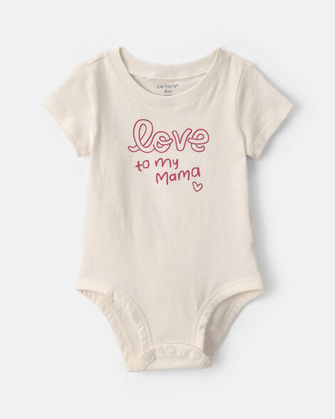 baby girl 'love to my mama' short-sleeve graphic bodysuit - cream