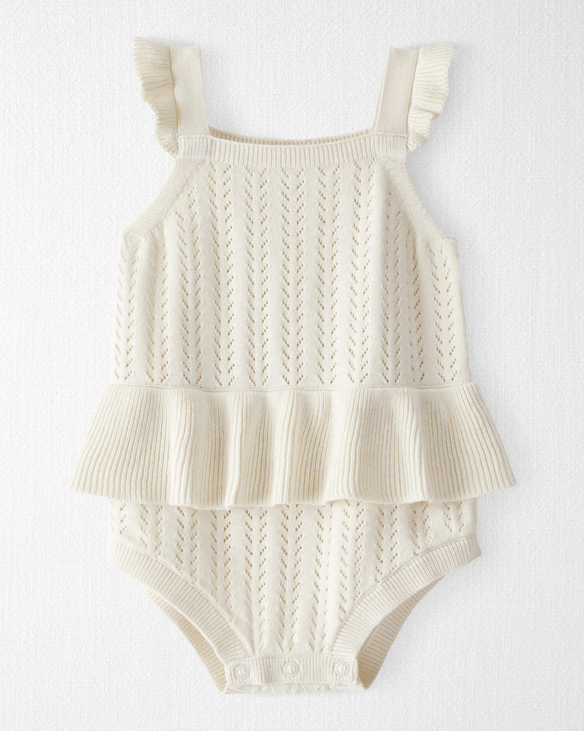 Baby Girl Organic Cotton Pointelle Romper - Little Planet