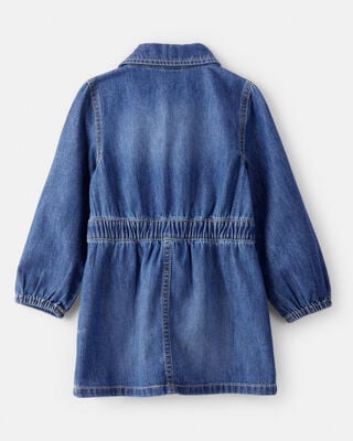 Product image 2 of Toddler Girl Cotton Long-Sleeve Denim Dress - Blue
