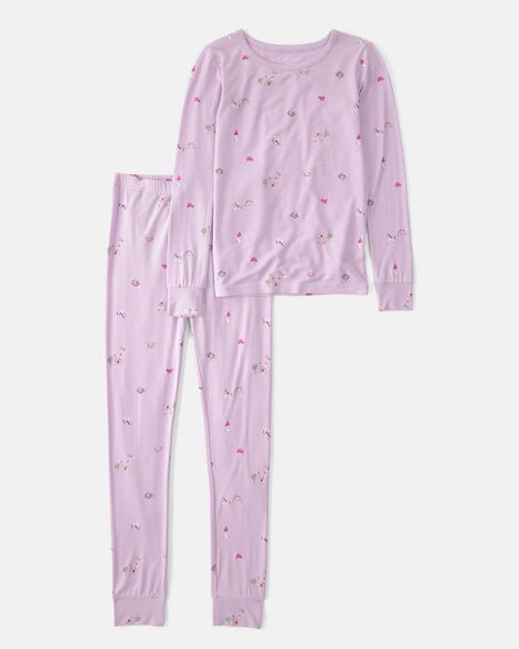 girls fairytale purelysoft 2-piece pajama set - purple