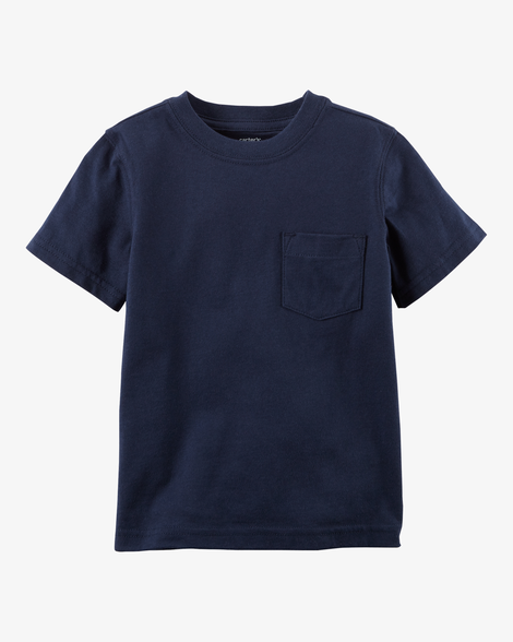 toddler solid short-sleeve pocket tee - navy