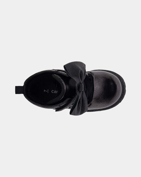 Toddler Girl Bow Ankle Boots - Black