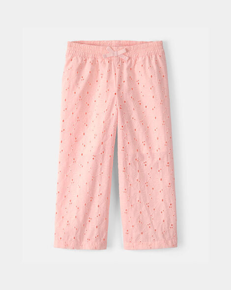 toddler girl floral eyelet pants - pink