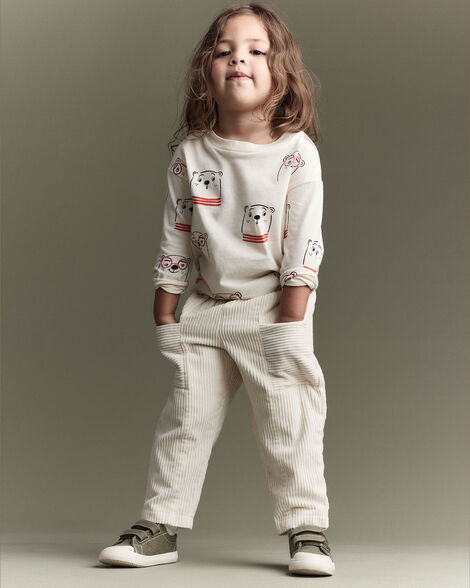 Toddler Boy Corduroy Pocket Pant - Cream