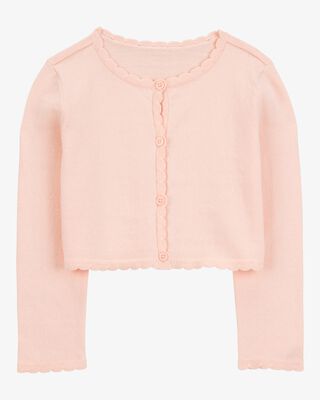 Product image 1 of Toddler Scalloped Trim Cardigan Sweater - Pink