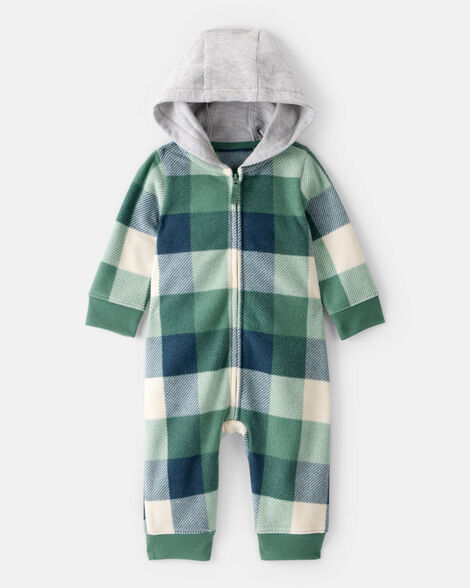 baby boy plaid print long-sleeve jumpsuit - plaid