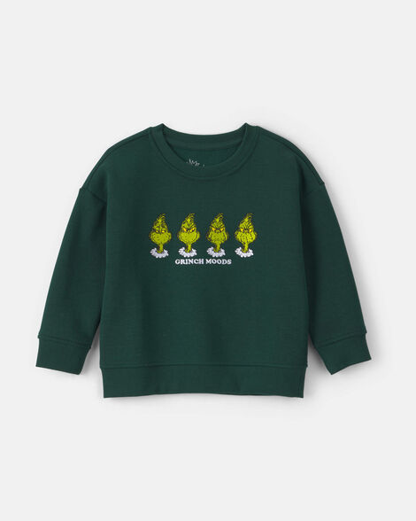 toddler boy dr. seuss™ the grinch embroidered christmas fleece pullover sweatshirt - green