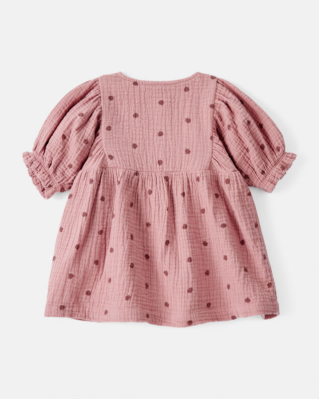 Product image 2 of Baby Girl 2-Piece Acorn Print Short-Sleeve Dress Set - Pink
