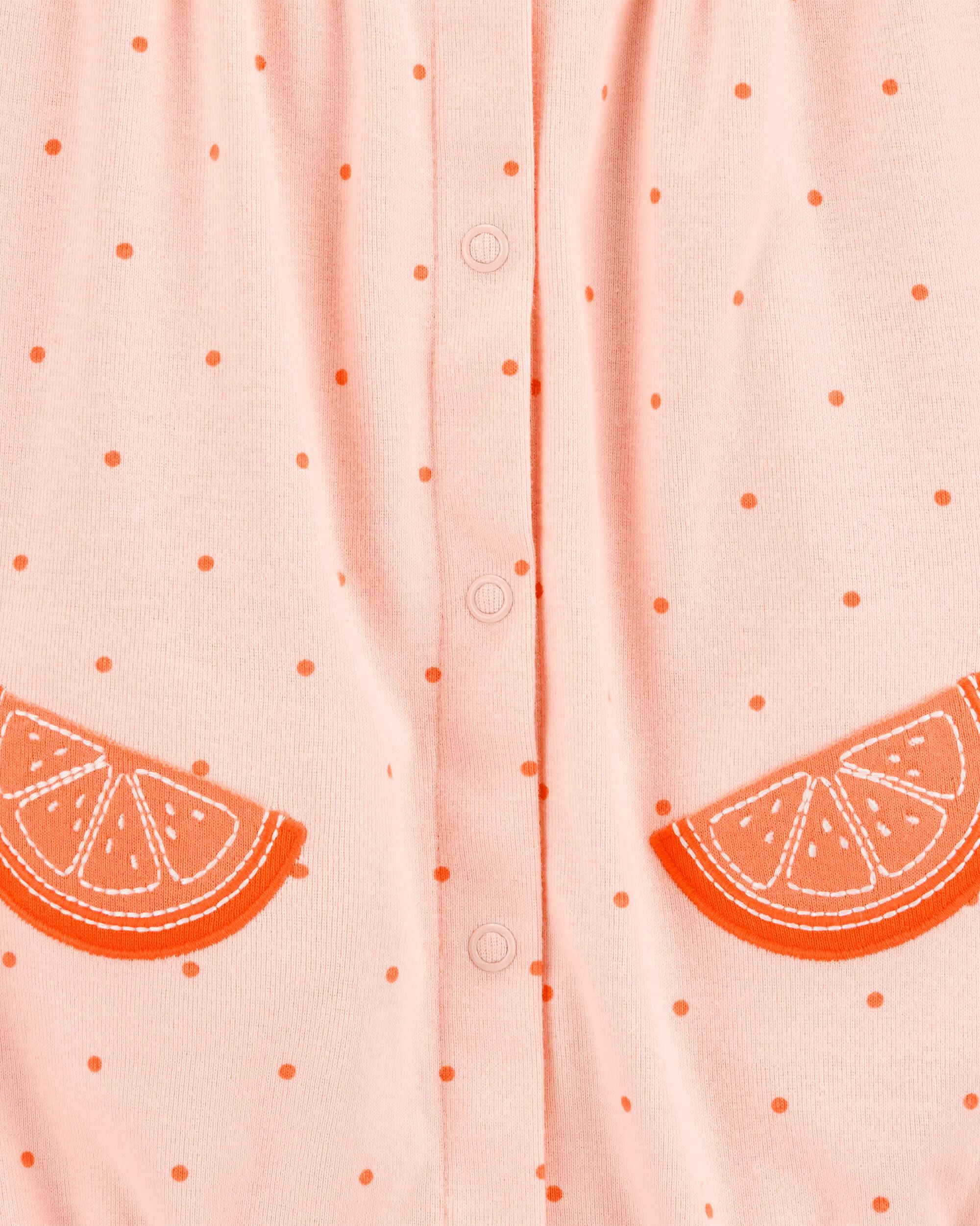Baby Girl Cotton Short-Sleeve Romper - Orange