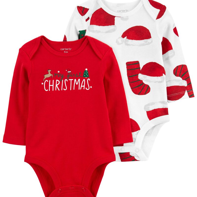 Red/White Baby Baby's First Christmas Bodysuits | carters.com