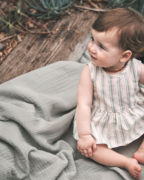  Product image 5 of Baby Striped Sunsuit Made with Organic Cotton and Linen Blend