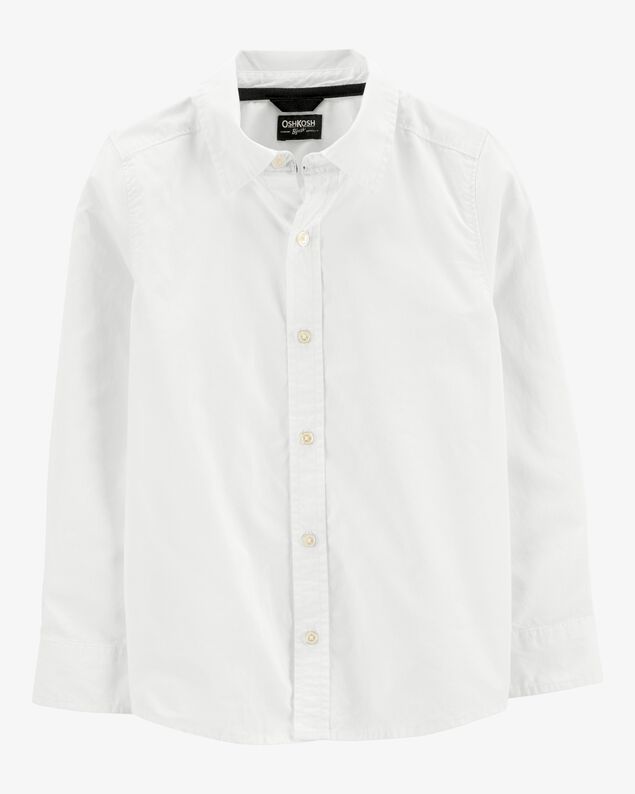 Product image 1 of Boys Long Sleeve Button-Front Uniform Shirt - White