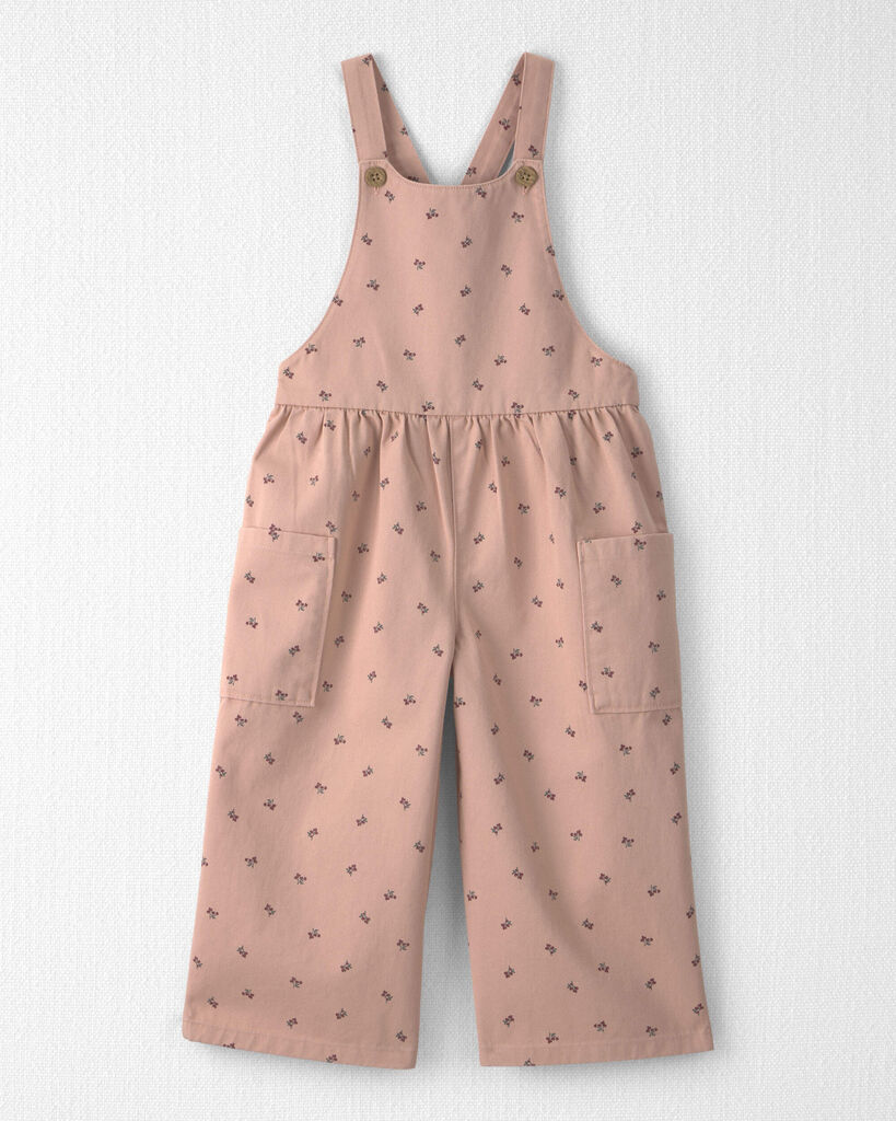 Little Planet Toddler Girl Organic Cotton Twill Wide Leg Overalls 2T Pink Floral