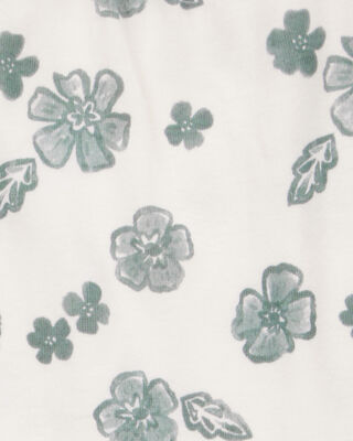 Product image 2 of Baby 2-Piece Flutter-Sleeve Floral Bodysuit & Short Set - Ivory/Green