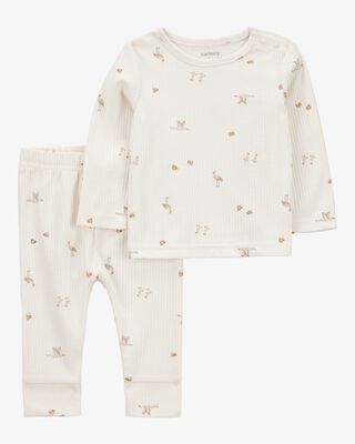 Product image 1 of Baby 2-Piece Bird Print Long-Sleeve Tee & Pant Set