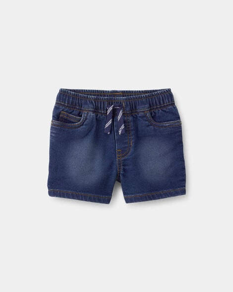 Baby Boy Denim Drawstring Shorts - Dark Wash