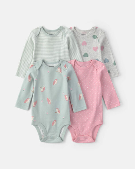 baby girl 4-pack owl long-sleeve multipack bodysuits