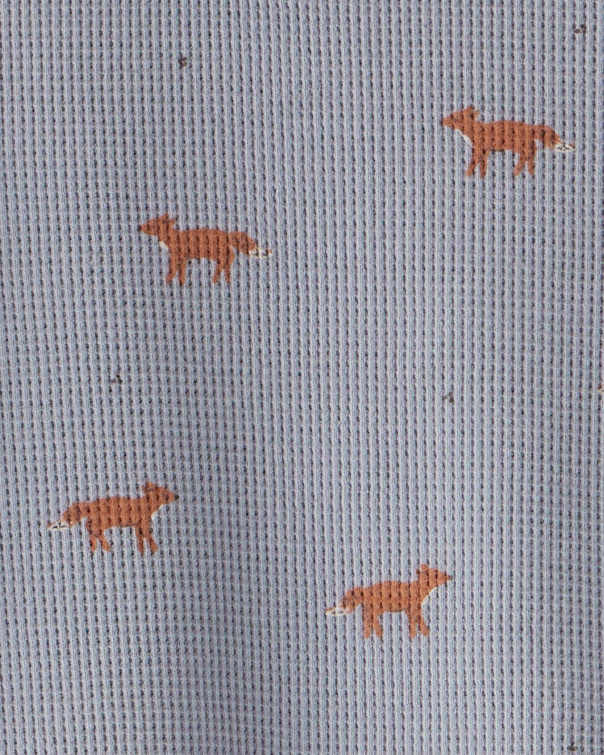 Toddler Organic Cotton Waffle Knit Set in Shadow Fox Print