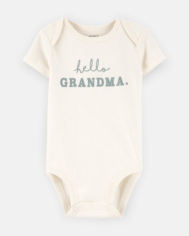 Product image 1 of Baby Cotton Short-Sleeve Graphic Bodysuit - Ivory