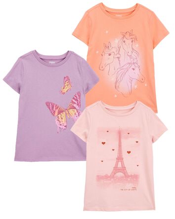 Kid 3-Pack Butterfly & Horses Graphic Tees