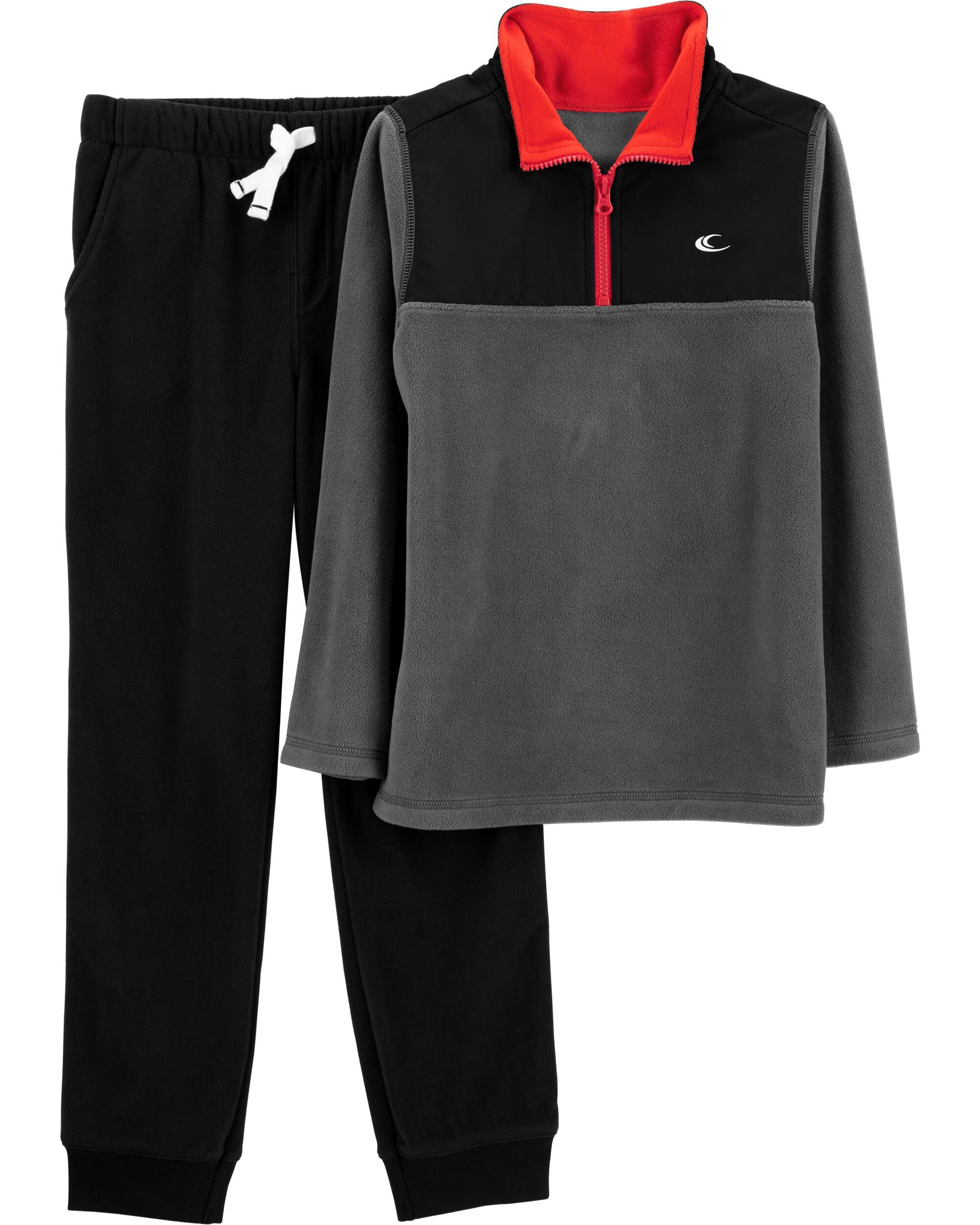 Carters Boys 2 Piece Half Zip Fleece Sweater /& Pant Set