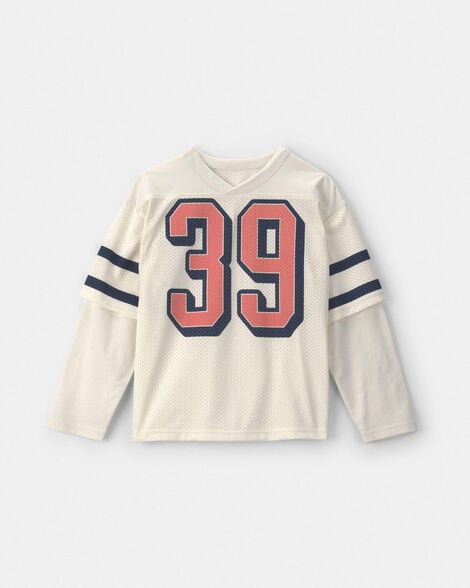 boys game day mesh long-sleeve jersey - cream