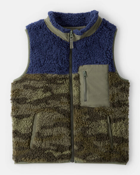 boys camo sherpa sleeveless vest