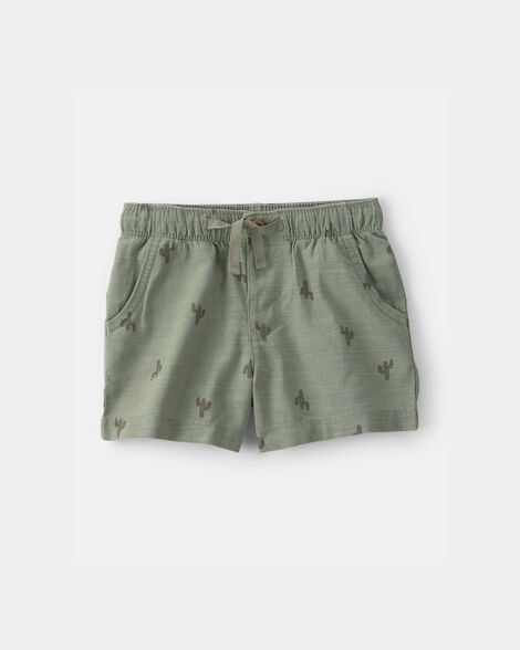Toddler Boy Cactus Drawstring Shorts - Olive