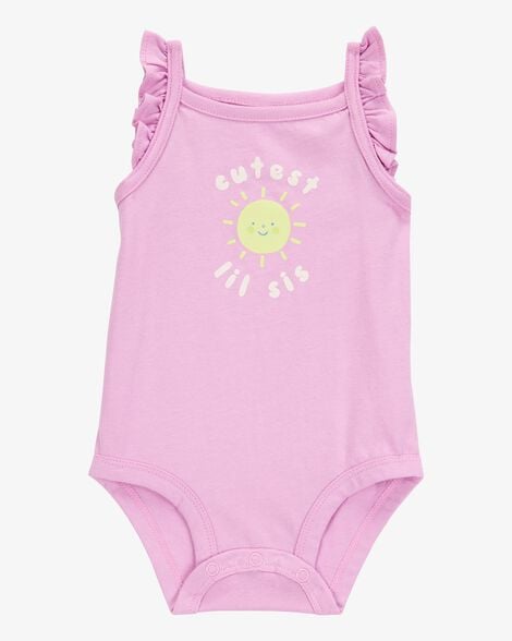 Product image 1 of Baby Lil Sis Flutter-Sleeve Bodysuit - Pink