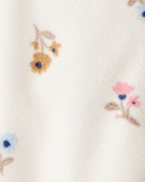 Baby Girl Floral Print Loose Fit Long-Sleeve 2-Way Zip Sleep & Play - Cream